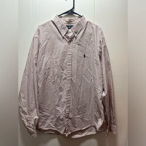 Ralph Lauren Shirt Men's Size 2XL XXL Long Sleeve Blue Red Check‎ Button Up Logo